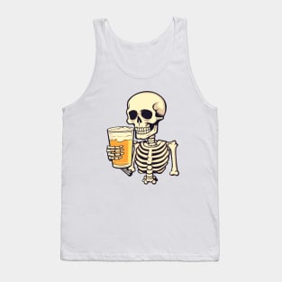 Skeleton drinks beer. Tank Top